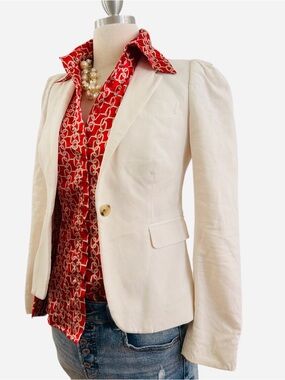 J-CREW-Cream Single-Button Tailored Women's Blazer